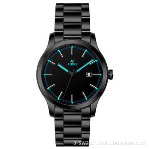 All black metal fashion watch